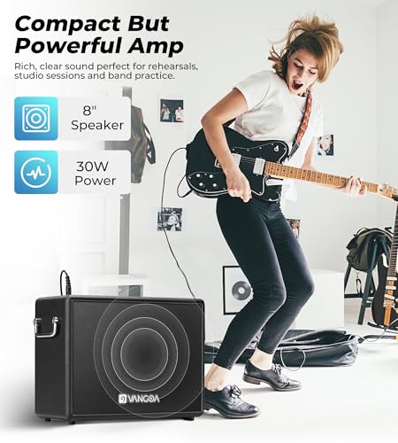 Vangoa Bass Guitar Amp, 30W Portable Bass Amplifier, Equipped with an 8-inch Speaker, Built-in Overdrive Circuit, and midrange dip Contour Switch, Suitable for Indoor and Outdoor bass Practice. - Image 2