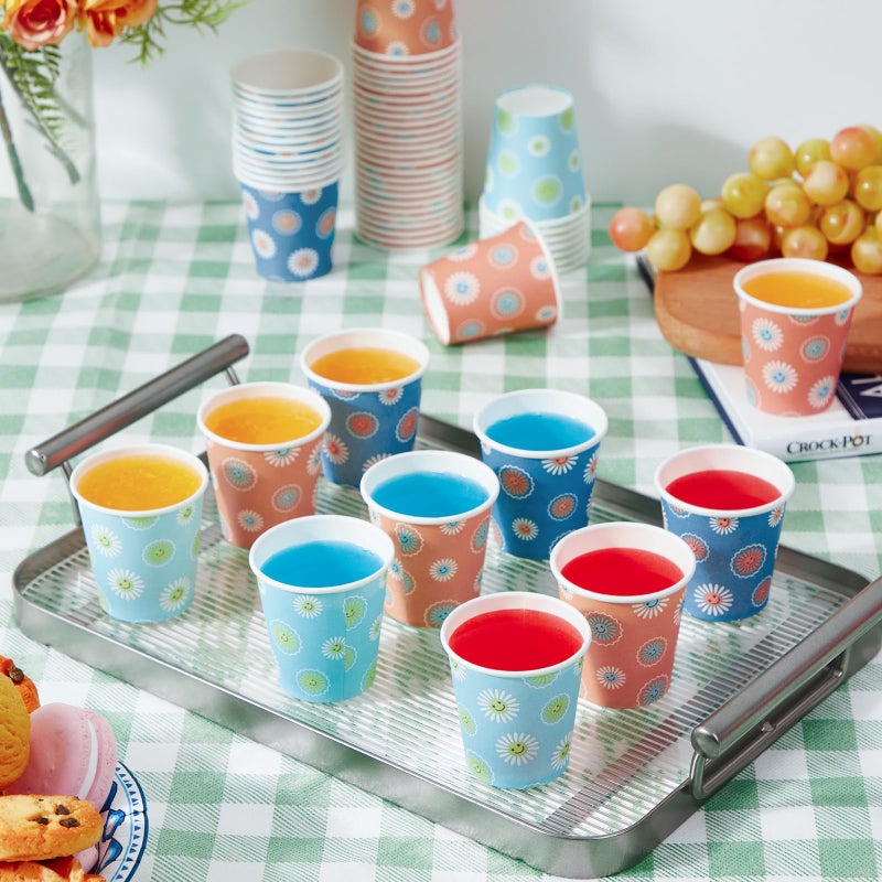 SIUQ 300 Pack 3 oz Paper Cups, Disposable Bathroom Cups, Small Mouthwash Cup, Hot/Cold Beverage Drinking Cups, Mini Paper Cups for Bathroom, Birthday Party, Travel, Events, Picnic, BBQ (Daisy) - Image 4