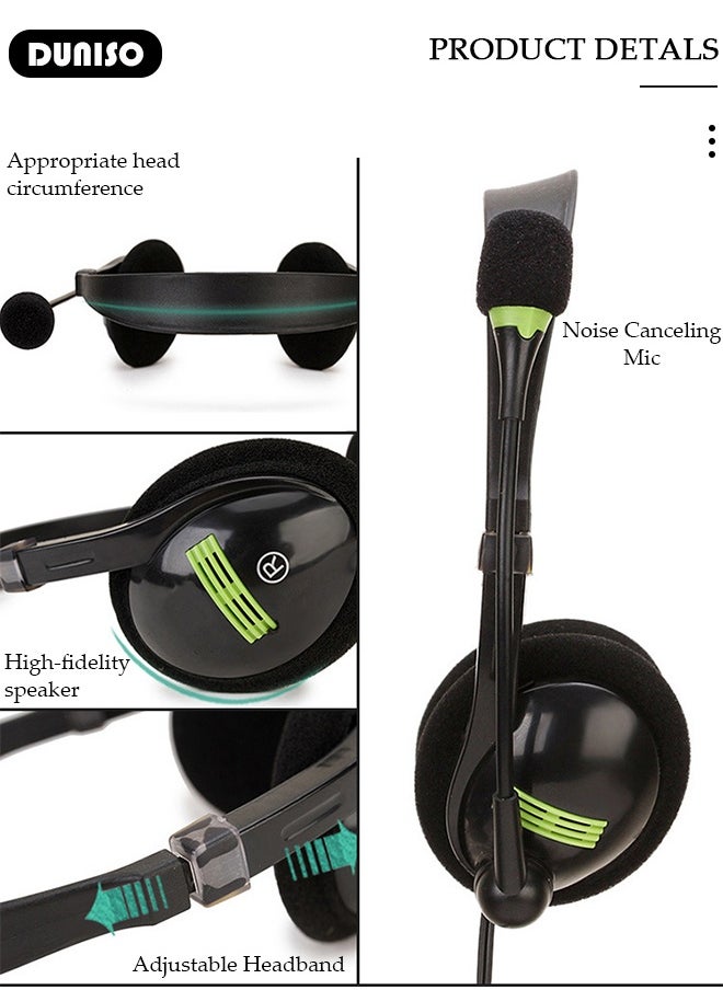 DUNISO Call Center Headset Corded Business Headphone with Stable Unilateral Earhook Classical Fashion Lightweight Comfortable USB Headset with Microphone Wired Customer Service Headphone for Home Call Center Telemarketing Portable Business Headset for Offices, Insurance, Customer  - Image 3
