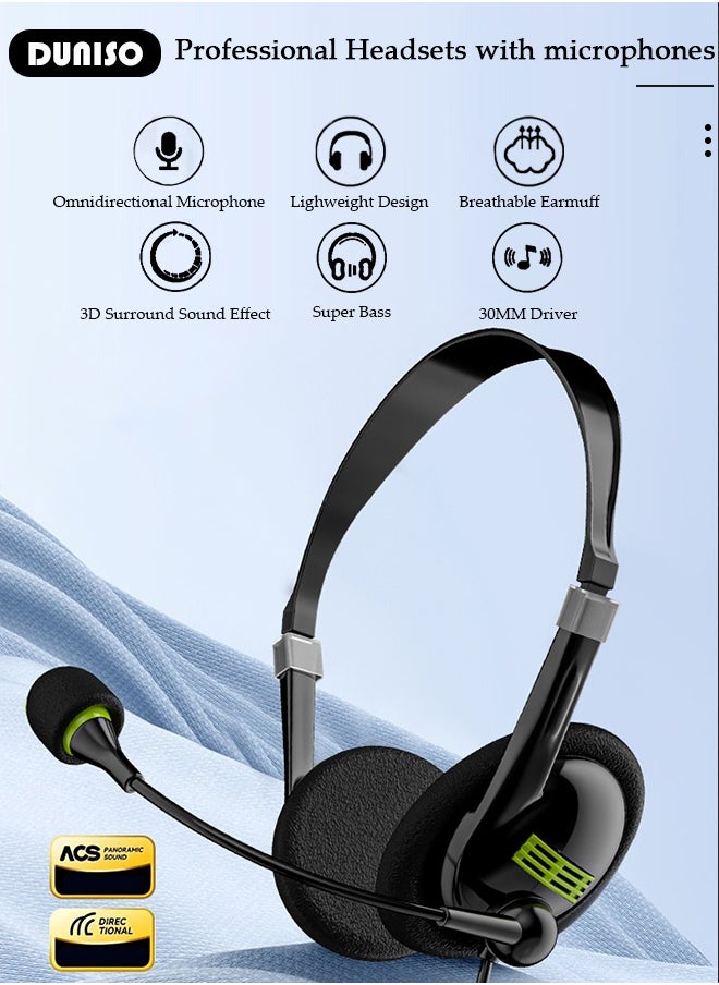 DUNISO Call Center Headset Corded Business Headphone with Stable Unilateral Earhook Classical Fashion Lightweight Comfortable USB Headset with Microphone Wired Customer Service Headphone for Home Call Center Telemarketing Portable Business Headset for Offices, Insurance, Customer  - Image 4
