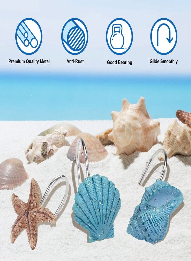 AGPtek 12 PCS Seashell Shower Curtain Hooks for Home and Bathroom (Blue) - Image 4