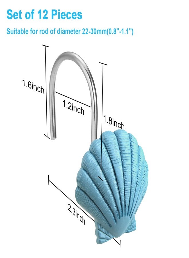 AGPtek 12 PCS Seashell Shower Curtain Hooks for Home and Bathroom (Blue) - Image 2