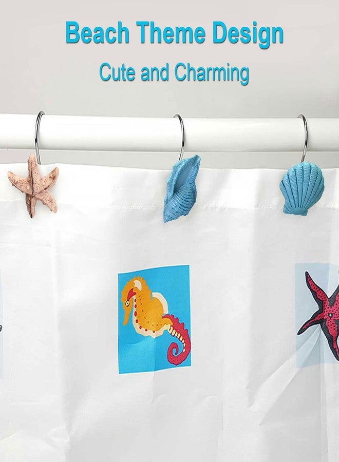 AGPtek 12 PCS Seashell Shower Curtain Hooks for Home and Bathroom (Blue) - Image 3