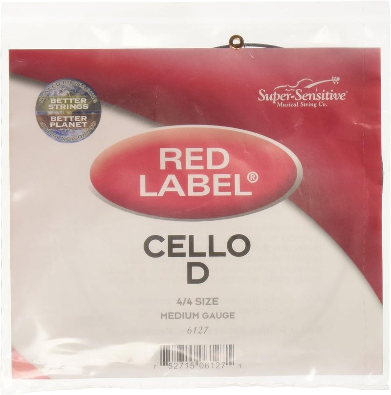 Super Sensitive Red Label 6127 Cello D String, 4/4, 1/2, 1/4, 1/8, 3/4, 4/4 - Image 1