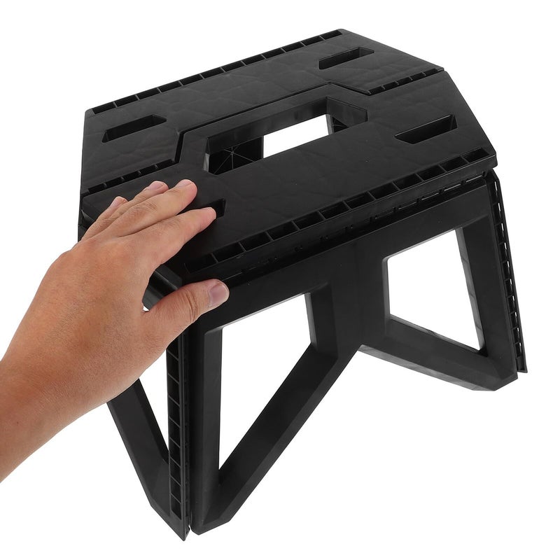 Black Plastic Portable Folding Stool for Camping Fishing With Handle Lightweight Picnic Seat - Image 5