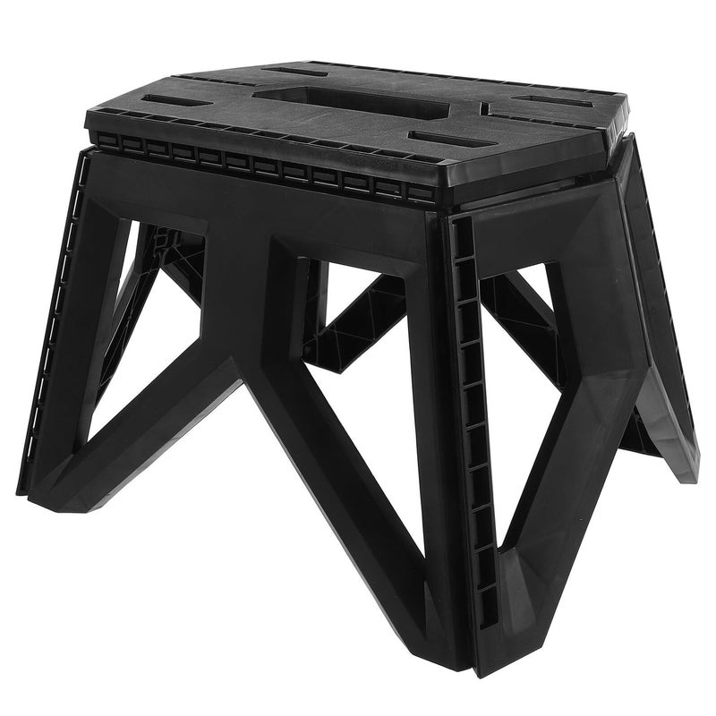 Black Plastic Portable Folding Stool for Camping Fishing With Handle Lightweight Picnic Seat - Image 2