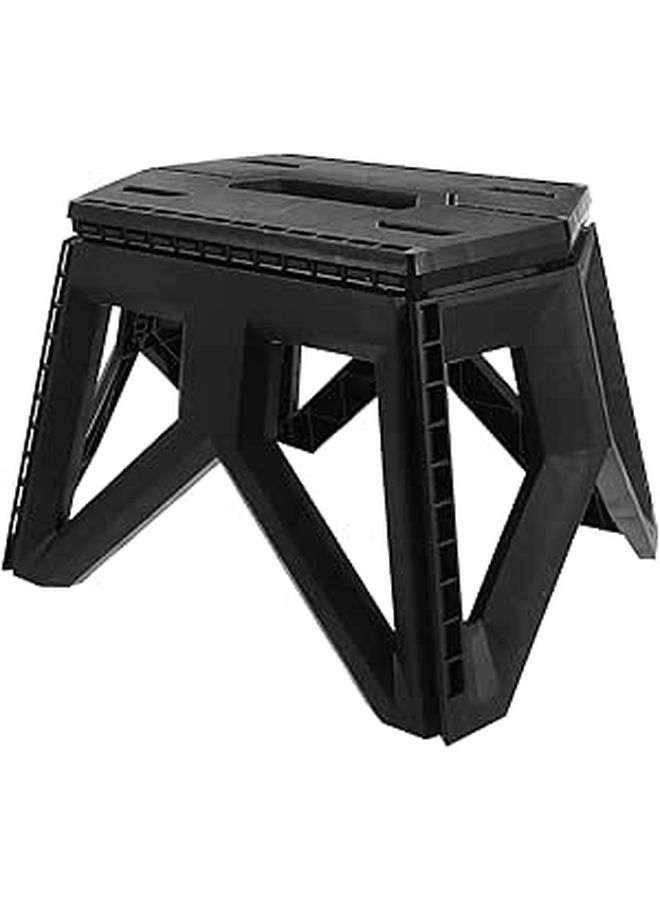 Black Plastic Portable Folding Stool for Camping Fishing With Handle Lightweight Picnic Seat - Image 1