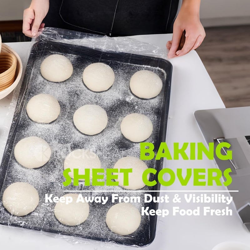 YUANSHAO 100 Extra Large Bowl Covers For Bread Proofing,Fits Bowl up to 20",Sheet Pan Covers, Elastic Reusable Plastic Bowl Cover For Baking Tray/Pizza Dough Proofing,Outdoor Food Fresh Keeping Bags, BPA Free - Image 2