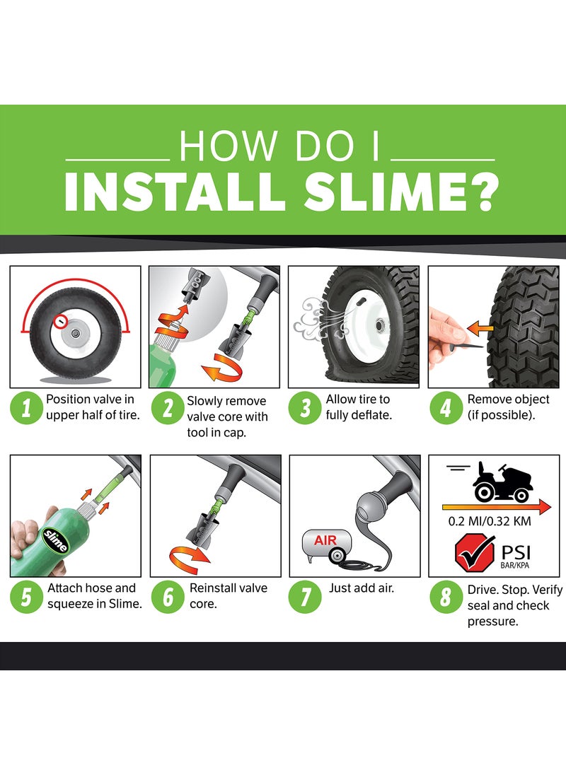 Slime Slime 10011 Flat Tire Puncture Repair Sealant, Emergency Repair for highway vehicles, suitable for Cars/Trailers, Non-toxic, eco-friendly, 16 oz bottle  - Image 5