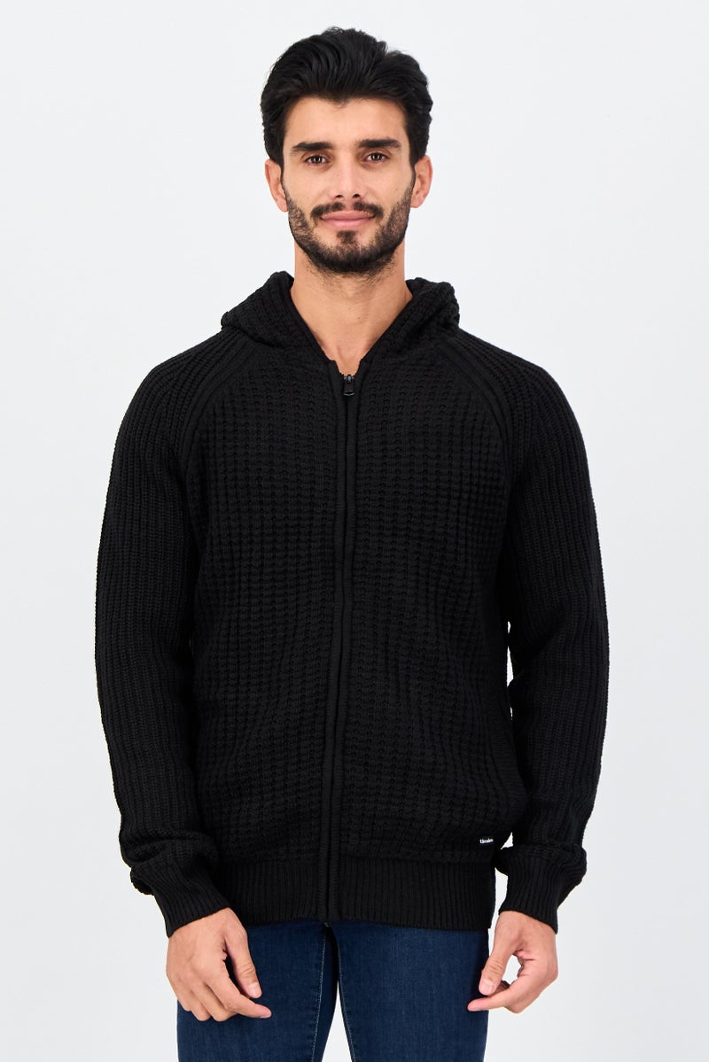 Threadbare Men Knitted Hood Sweater, Black - Image 1