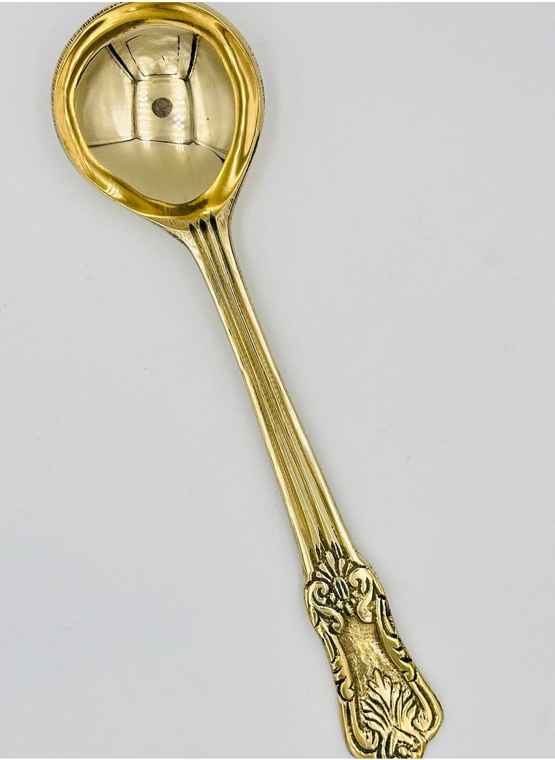 Swadesh Souq - Elegant Pure Brass Spoon - 8-Inch Soup Ladle and Cooking Utensil,Dishwasher Safe, Easy to Clean - Image 1