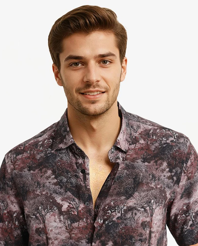 Rare Rabbit Men's Tropical Print Boxy Shirt