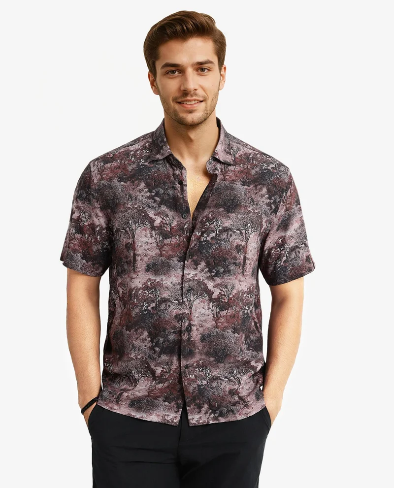 Rare Rabbit Men's Tropical Print Boxy Shirt