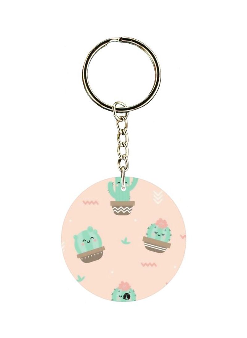 Cactus Printed Double Sided Keychain