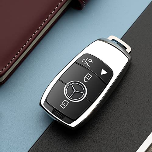 ZSPDACC Compatible with Mercedes Benz Key Fob Cover Silver car Key Chain case Protector Holder E300 E350 E400 E450 A220 CLA250 C300 GLA250 GLB250 GLC300 GLE350 GLE450 GLE580 G550 C43 E53 Accessories - Image 5