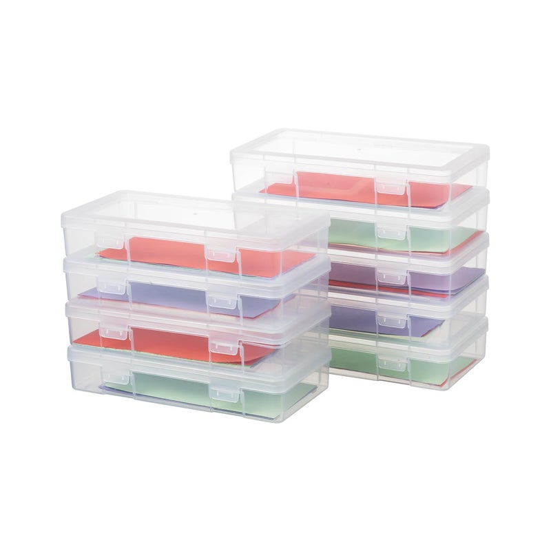 novelinks Plastic Clear Storage Containers for Organizing, Craft Storage Organizers and Stackable Storage Bins with Lids for Pencil Box, Bead, Cookie Cutter, Board Game (9 Pack Medium) - Image 1