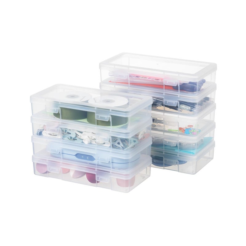 novelinks Plastic Clear Storage Containers for Organizing, Craft Storage Organizers and Stackable Storage Bins with Lids for Pencil Box, Bead, Cookie Cutter, Board Game (9 Pack Medium) - Image 2