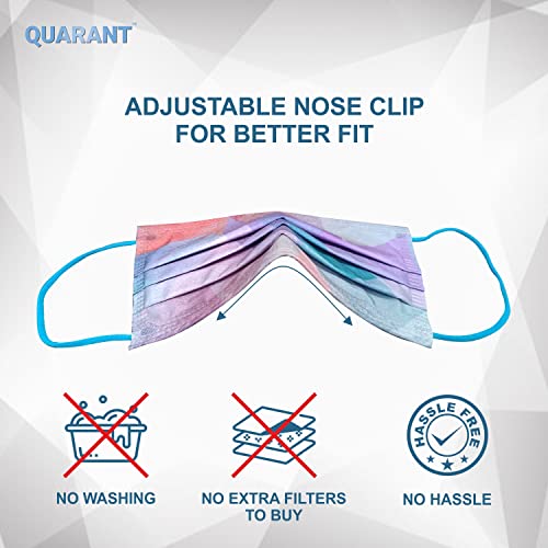 QUARANT Meltblown - Dual SMMS Fabric 4 Ply Designer Protective Face Mask with Nose Clip and Reusable Travel Pouch, Fashion That's Safe (Prism Combo, Pack of 50) for Unisex - Image 5
