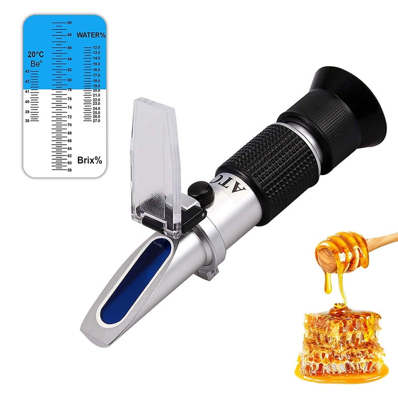 AUTOUTLET 3-in-1 Honey Refractometer for Honey Moisture, Brix and Baume, 58-90% Brix Scale Range, Honey Moisture Tester with ATC, Ideal for Honey, Milk, Sugar Syrup, Fruit jam and Molasses, Beekeepers - Image 1