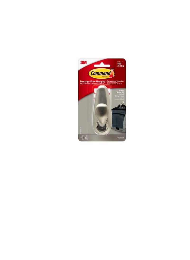 3M Command™ Large Forever Classic Brushed Nickel Metal Hook  - Image 2