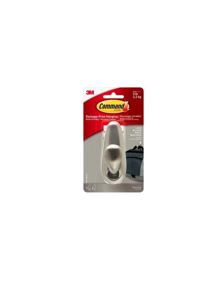 3M Command™ Large Forever Classic Brushed Nickel Metal Hook  - Image 3