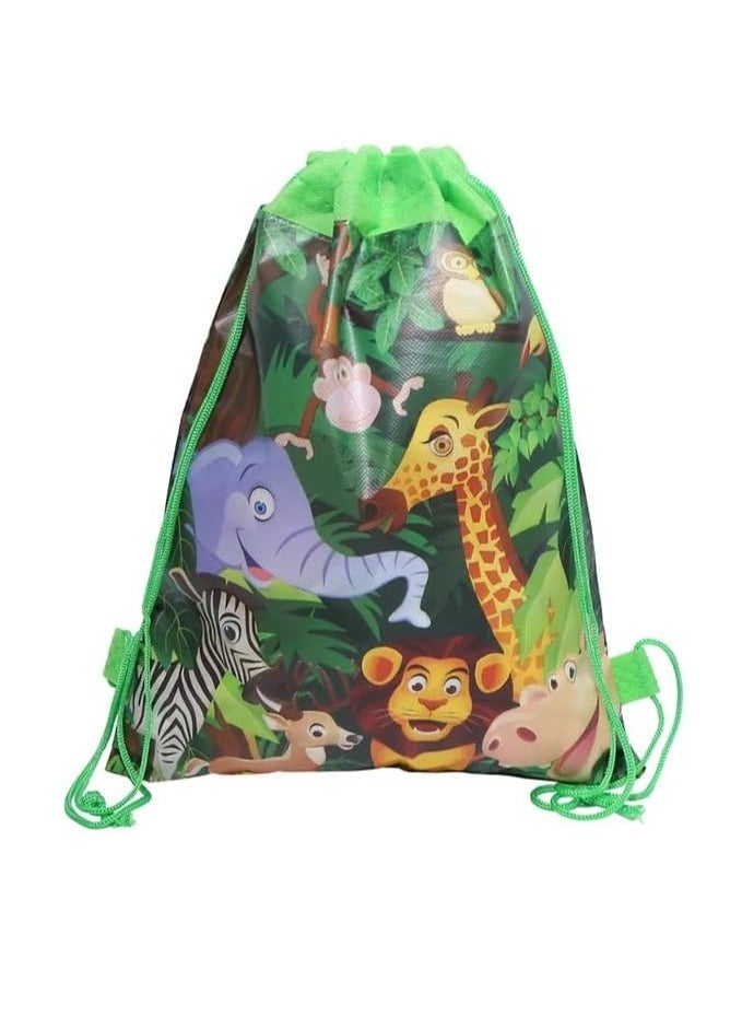UKR - UKR 20 Pack Animal Safari Theme Drawstring Backpacks 10 inch Goodie Storage Bags for Birthday Party Favor Gift Pouches, School Supplies, Travel, Sports Girls & Boys - Image 1