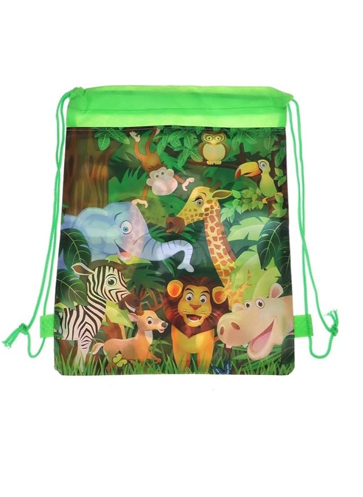 UKR - UKR 20 Pack Animal Safari Theme Drawstring Backpacks 10 inch Goodie Storage Bags for Birthday Party Favor Gift Pouches, School Supplies, Travel, Sports Girls & Boys - Image 1