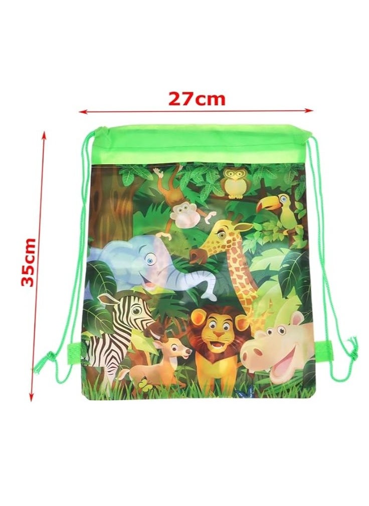 UKR - UKR 20 Pack Animal Safari Theme Drawstring Backpacks 10 inch Goodie Storage Bags for Birthday Party Favor Gift Pouches, School Supplies, Travel, Sports Girls & Boys - Image 1