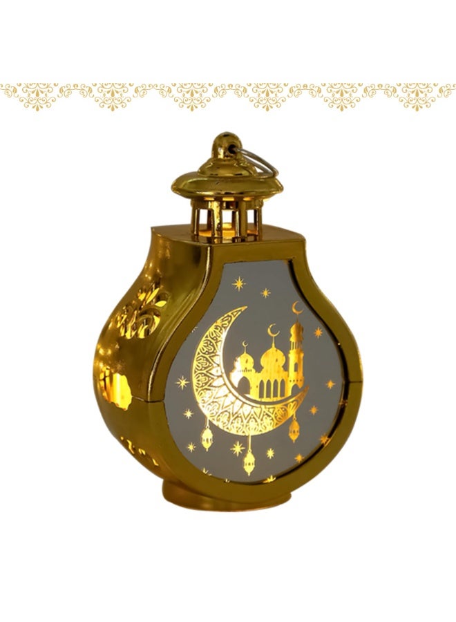 Chielor 2 Pcs Ramadan Decorative Lantern, Mini Gold Candle Lantern Decorative Hanging Lantern Eid Mubarak Lantern Moon Star Lantern Ramadan Decorations for Home Indoor Outdoor Ramadan Table Décor - Image 5