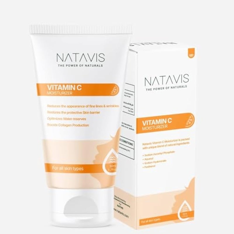 Natavis Vitamin C Moisturizer 50 ML – With Hyaluronic Acid - Panthenol - Green Tea and Rosemary – Aquaxyl - Anti-Aging Properties – Deep Hydration - Antioxidant - Image 2