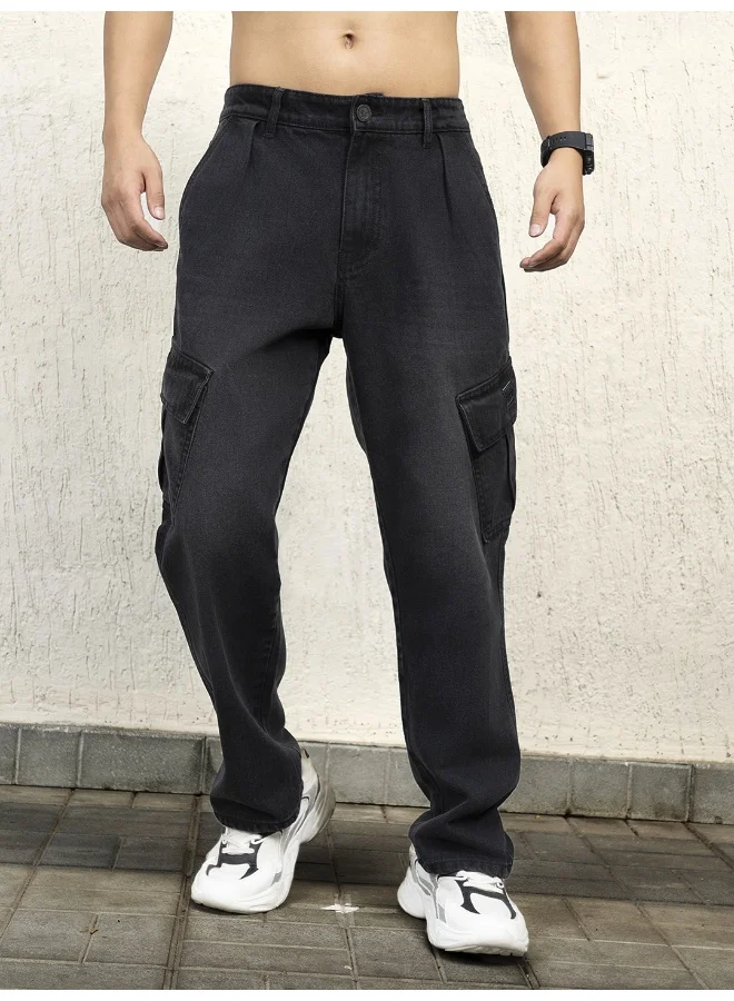 Hubberholme Men Black Jeans - Relaxed Tapered Fit for Comfort