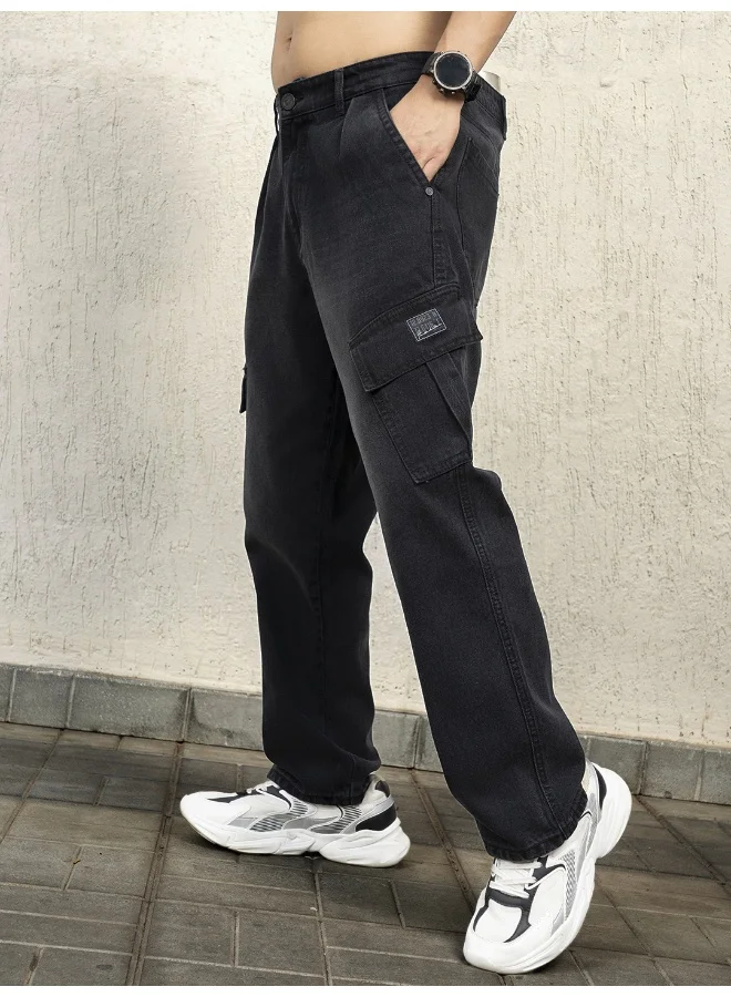 Hubberholme Men Black Jeans - Relaxed Tapered Fit for Comfort