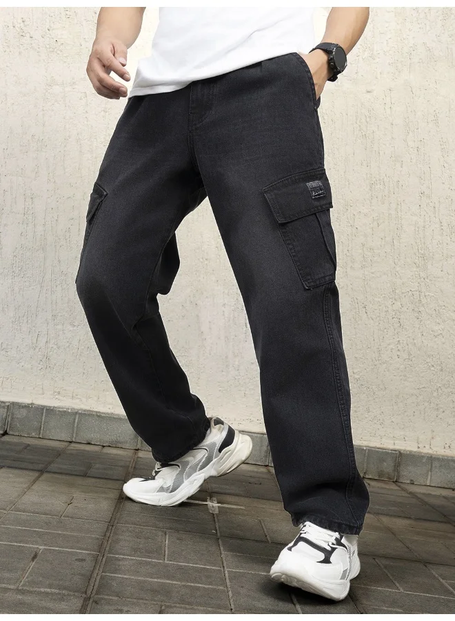 Hubberholme Men Black Jeans - Relaxed Tapered Fit for Comfort