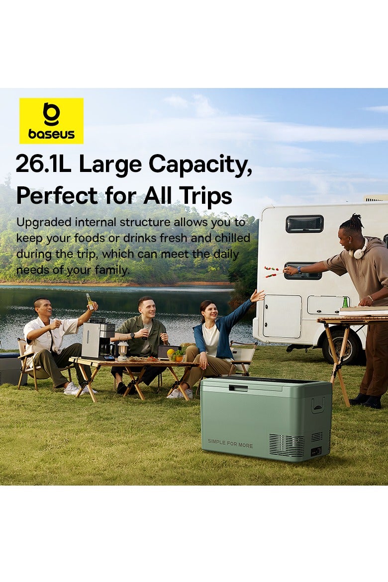 Baseus 26.1L Portable Car Fridge Freezer with Powerful Compressor – 12/24V Dual Voltage, 70W Energy-Saving Cooling – Quick App Temperature Control to -20°C – Shock-Resistant Design with LED Lighting – Ideal for Teslas, Camping, RVs, Dorms, Outdoor Travel, Road Trips, and Everyday Use - Image 2