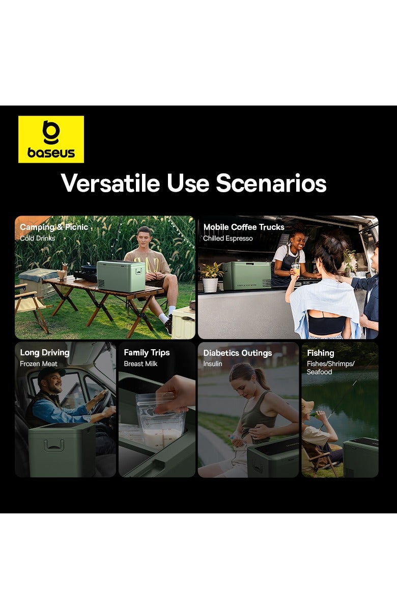 Baseus 26.1L Portable Car Fridge Freezer with Powerful Compressor – 12/24V Dual Voltage, 70W Energy-Saving Cooling – Quick App Temperature Control to -20°C – Shock-Resistant Design with LED Lighting – Ideal for Teslas, Camping, RVs, Dorms, Outdoor Travel, Road Trips, and Everyday Use - Image 5