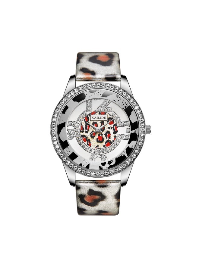 مارك وارفيلد الرجل الجديد Fashion Leopard Print Hollowed Out Large Dial Wrist Watch