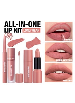 Jolilab 9 In 1 Matte Velvet Lipstick Set-Lip Liner, Lip Gloss And Lipstick, Waterproof Longlasting Pigment Nude Non-Stick Cup Women Lip Makeup, Perfect For Natural Lip Contour (04+05+06, 1)  - Image 1