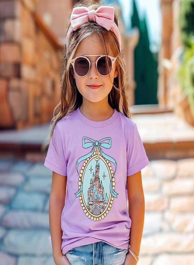 KEKEMI Kid Toddler Girls Magical Shirt Magic Kingdom Shirts Cute Bow Magic Castle T-Shirt Holiday Castle Tees Vacation Tops(Purple,3-4T) - Image 2