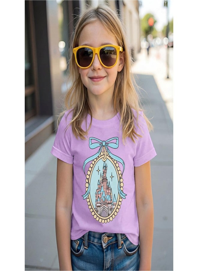 KEKEMI Kid Toddler Girls Magical Shirt Magic Kingdom Shirts Cute Bow Magic Castle T-Shirt Holiday Castle Tees Vacation Tops(Purple,3-4T) - Image 3