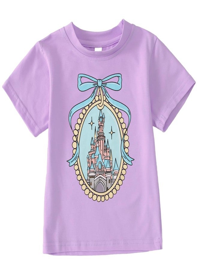 KEKEMI Kid Toddler Girls Magical Shirt Magic Kingdom Shirts Cute Bow Magic Castle T-Shirt Holiday Castle Tees Vacation Tops(Purple,3-4T) - Image 1