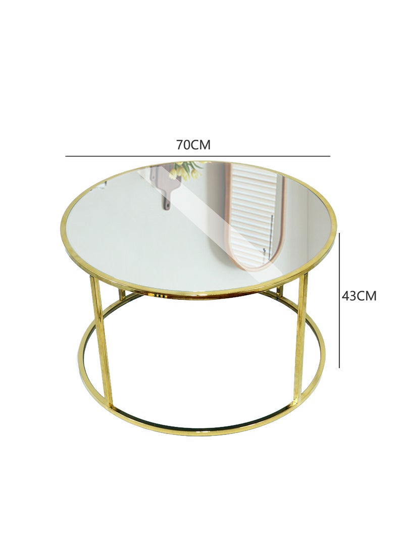 Sharpdo Round Coffee Table, Simple Modern Living Room, Home Tempered Glass, Light Luxury Style Side Table  70*70*43cm - Image 5