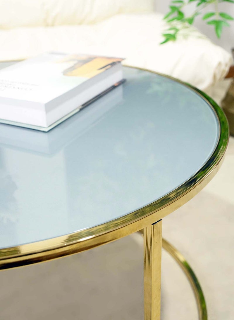 Sharpdo Round Coffee Table, Simple Modern Living Room, Home Tempered Glass, Light Luxury Style Side Table  70*70*43cm - Image 3