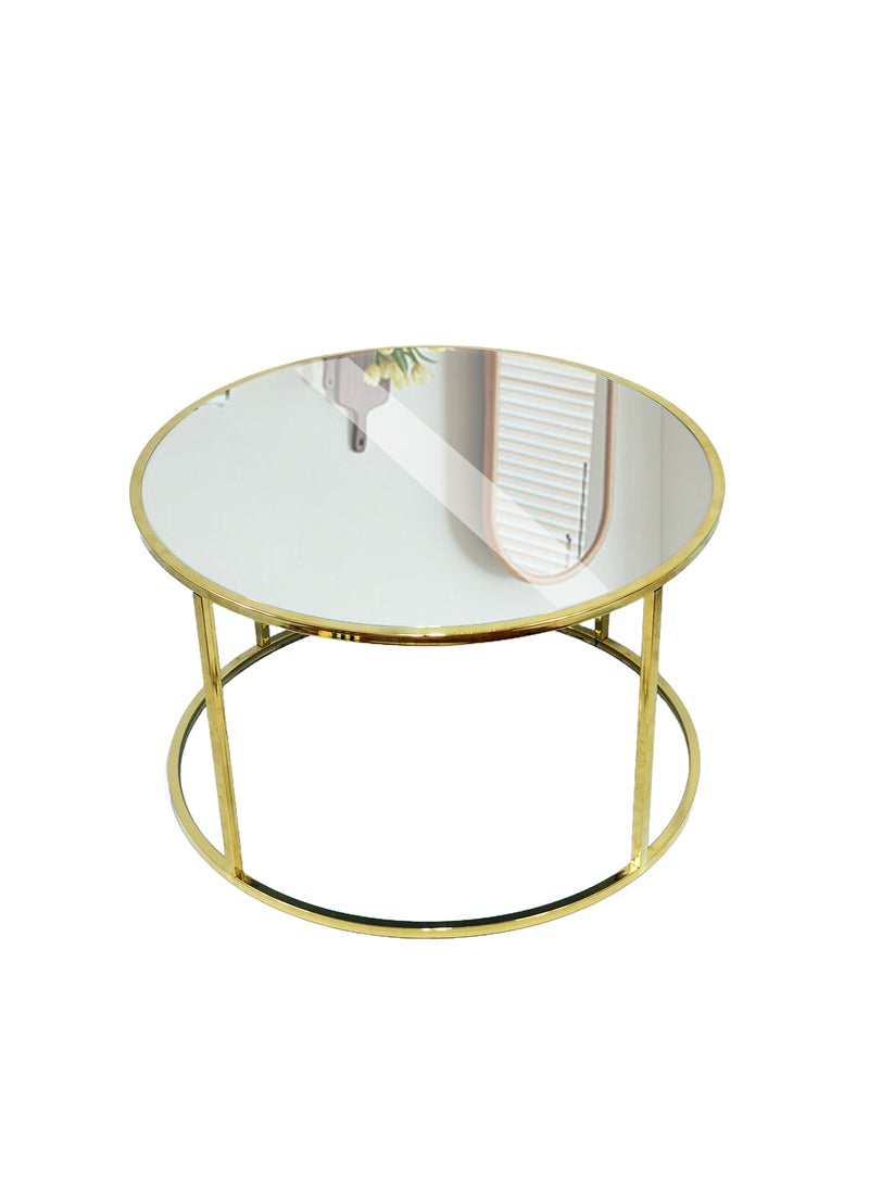 Sharpdo Round Coffee Table, Simple Modern Living Room, Home Tempered Glass, Light Luxury Style Side Table  70*70*43cm - Image 4