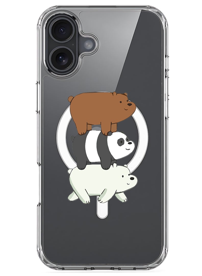 Theodor Magnetic Case for Apple iPhone 17 Compatible with MagSafe Wireless Charging, Shockproof Phone Bumper Cover - Three Panda-01 - Image 1