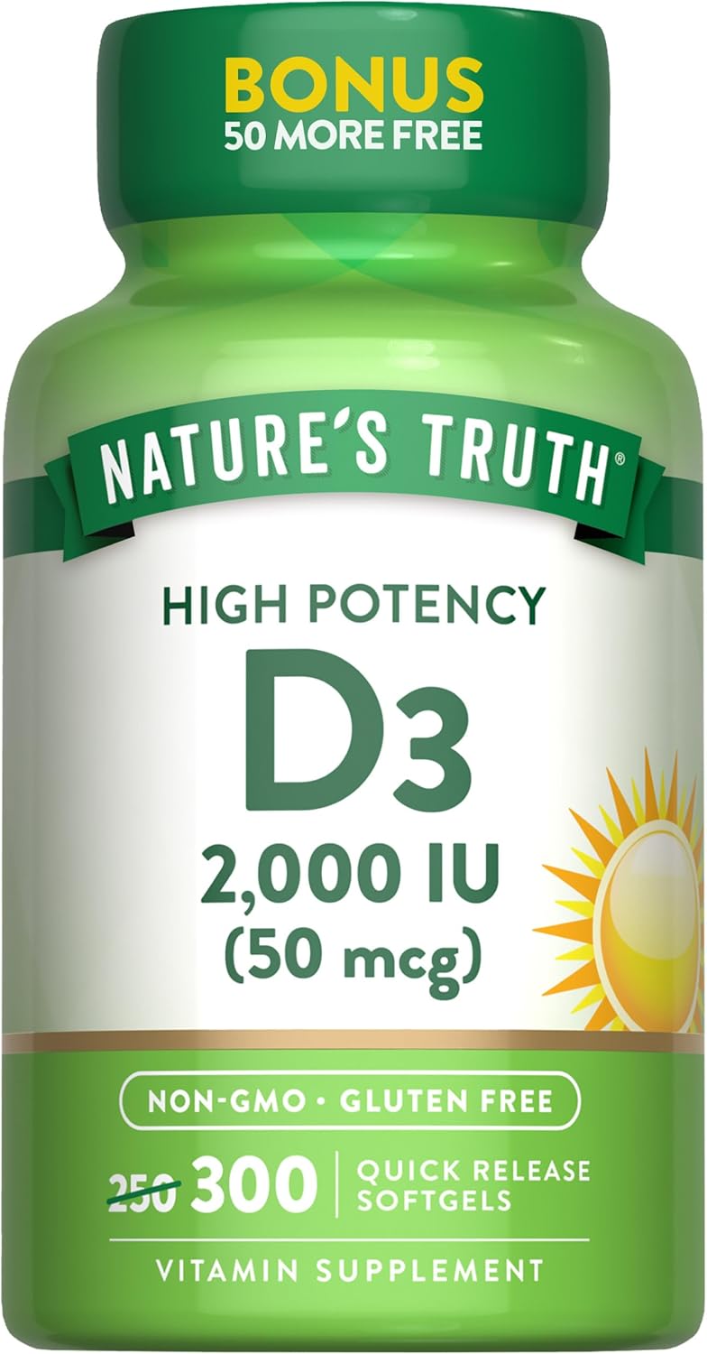 natures truth كبسولات فيتامين د3 2000 وحدة دولية للبالغين - Image 1