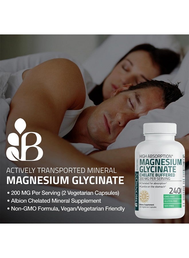 Bronson برونسون مغنيسيوم جليسينات 200 ملغ لكل حصة مخلب لامتصاص عالي، لطيف على المعدة، غير معدّل وراثيًا، 60 كبسولة نباتية - Image 3