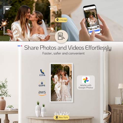 NexFoto Touchscreen Digital Picture Frame Large 215 Inch WiFi Digital Photo Frame 64GB Add Pics from Google Photos Upload via AppUSBMicro SD Gifts for WeddingMomGrandparents White - Image 3