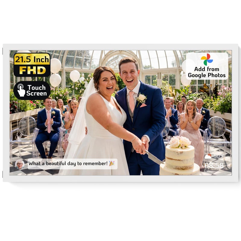 NexFoto Touchscreen Digital Picture Frame Large 215 Inch WiFi Digital Photo Frame 64GB Add Pics from Google Photos Upload via AppUSBMicro SD Gifts for WeddingMomGrandparents White - Image 2