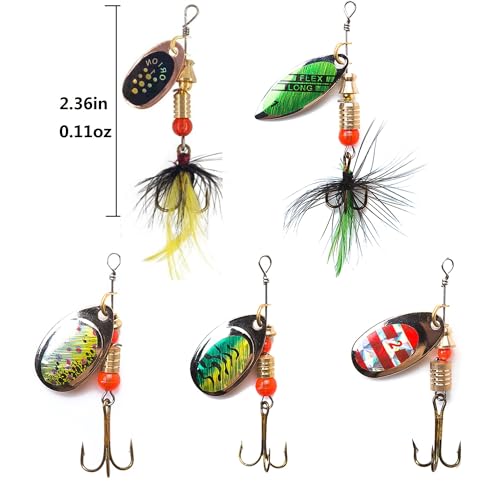 KINGFOREST 10-Piece Spinnerbait Fishing Lures Kit - Hard Metal Bass Trout Salmon Walleye Lures with Tackle Box | Freshwater & Saltwater Fishing Bait - Image 3