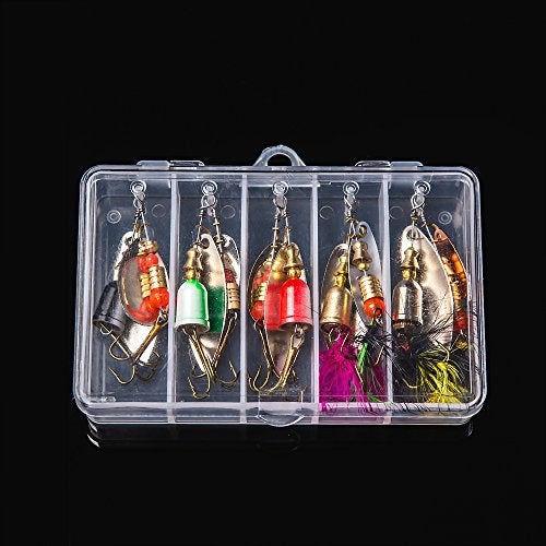 KINGFOREST 10-Piece Spinnerbait Fishing Lures Kit - Hard Metal Bass Trout Salmon Walleye Lures with Tackle Box | Freshwater & Saltwater Fishing Bait - Image 4